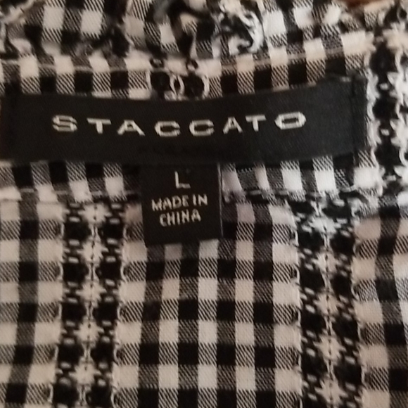 TOP: Black and White Gingham Sleeveless Ruffles - Picture 4 of 5